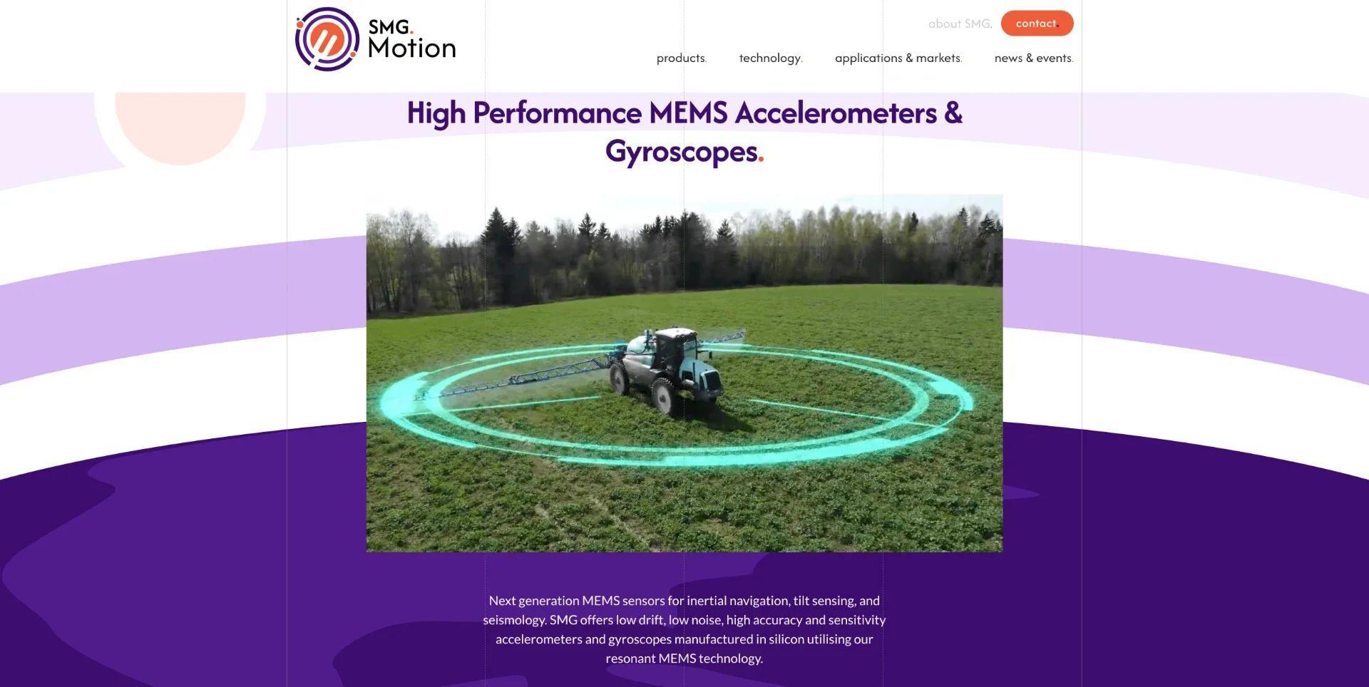 SMG Motion website homepage for MEMS accelerometers and gyroscopes